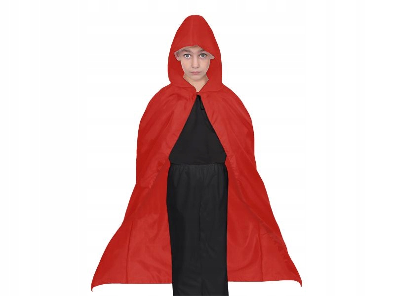 PELERYNA Z KAPTUREM DO STROJU CZERWONA 94cm Motyw peleryna