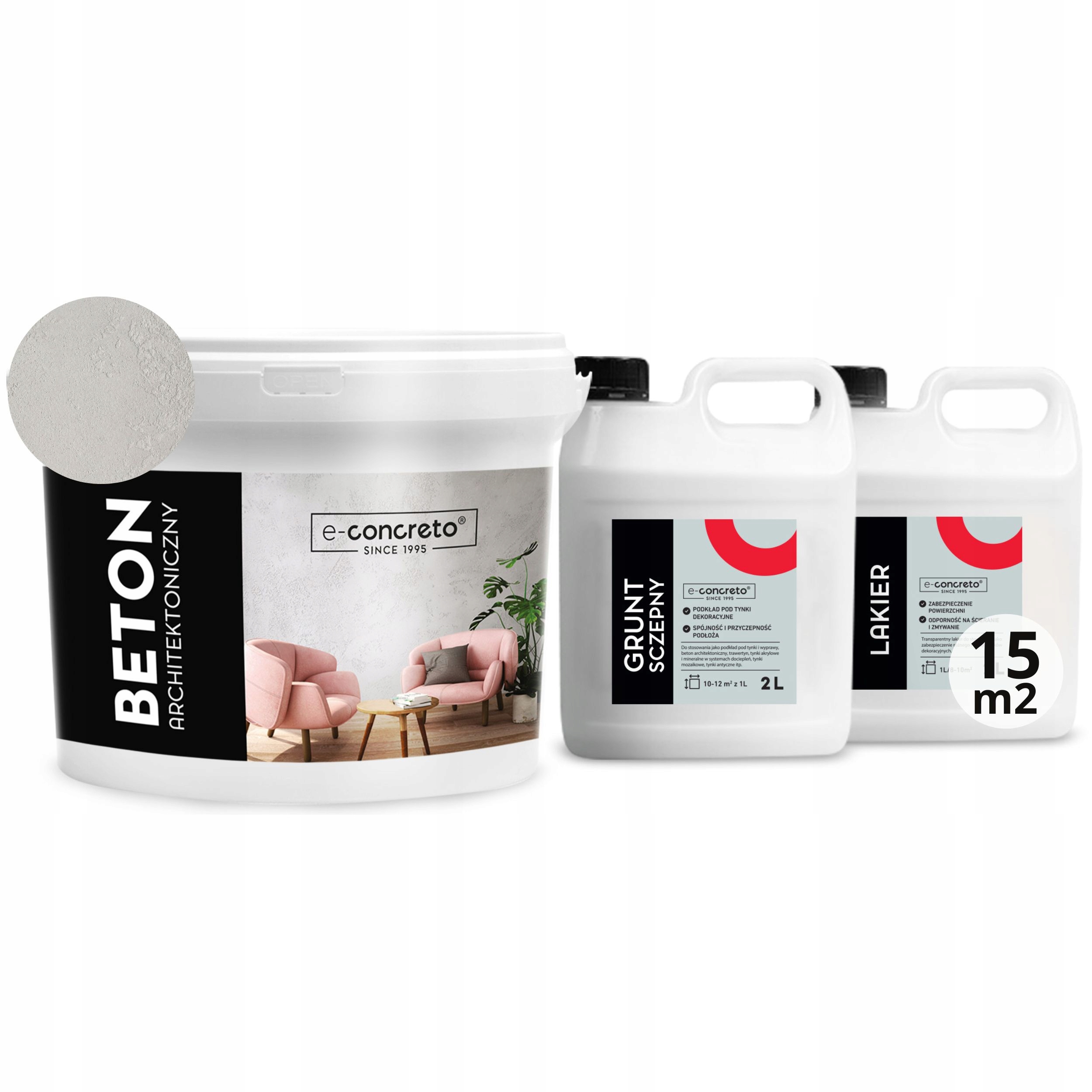 Beton Architektoniczny Zestaw na 15m2 Szary Beż Grunt Beton Lakier