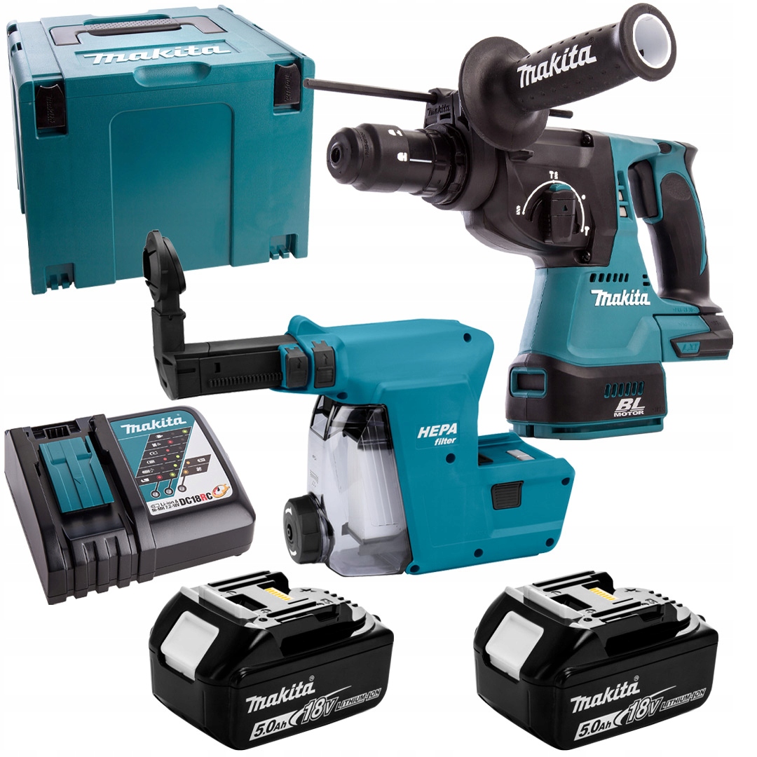 Vrtačka Sds+ 18V 2J Makita DHR243RTJ se systémem odsávání prachu DX07