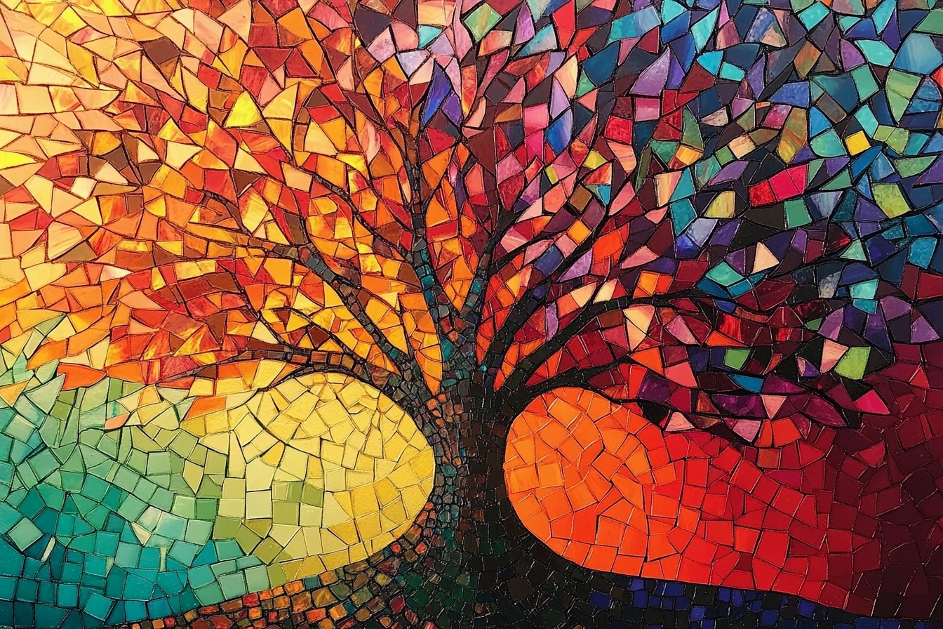 Obraz Na Plátně Canvas Dekorace Strom Života Mozaika Vitráž Boho 120x80