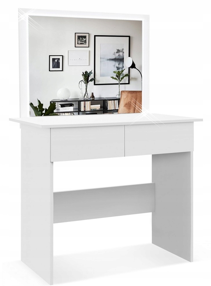 TOALETKA z lustrem Profil LED do makijażu wizażu szuflady BIAŁA