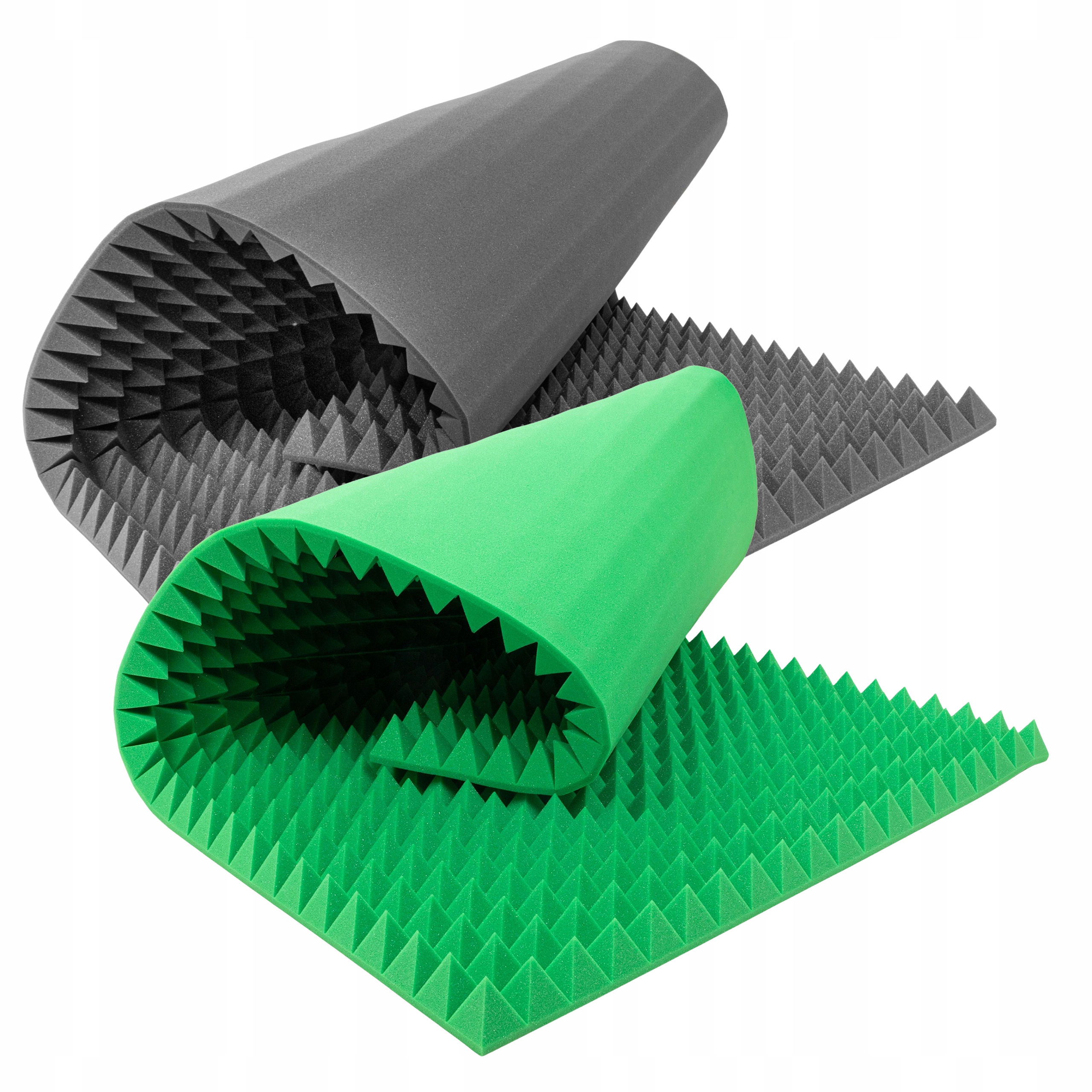 Akustické peny pyramídy 200x100 cm sivá a tmavozelená polyuretánová