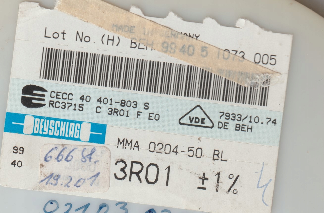 [100szt] 3R01 1% 50ppm rezystor Smd minimelf MMA0204 Beyschlag low noise