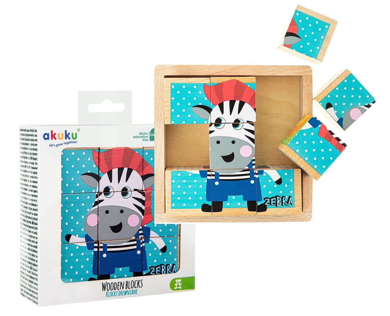 

Akuku Klocki Drewniane Edukacyjne 6 Wzorów 9EL