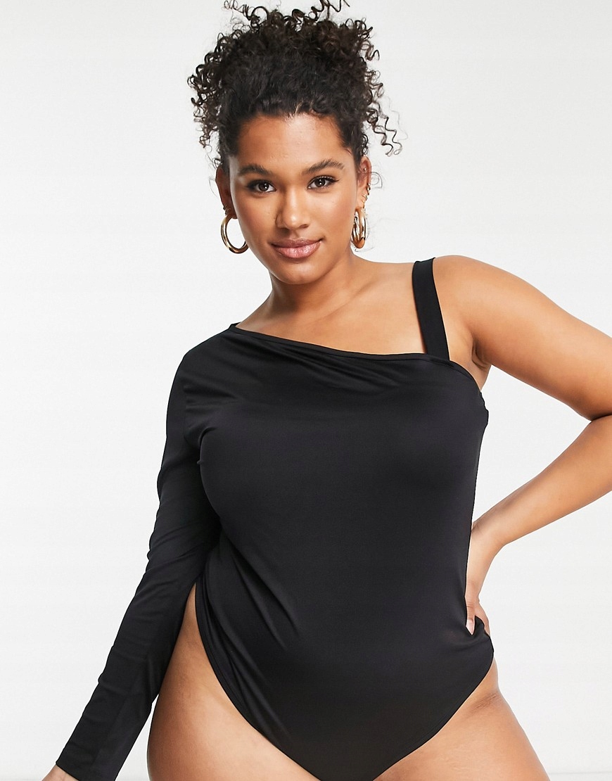 Threadbare Czarne body z jednym rękawem 3XL 46 Rozmiar 3XL (46)