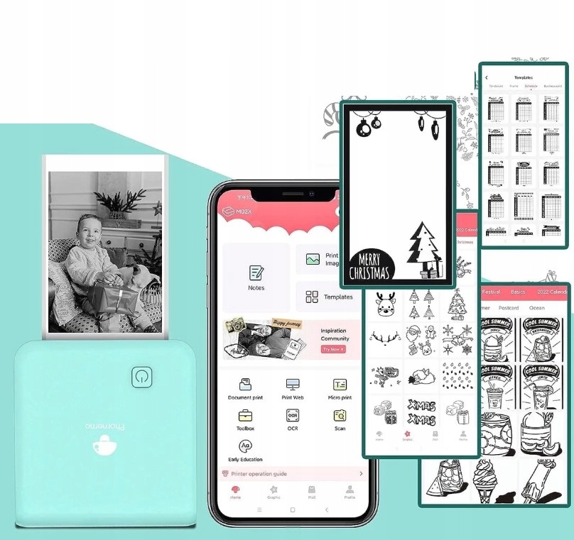 Phomemo M02 PRO Mini Drukarka Termiczna do Notatek Etykiet Samoprzylepnych Model M02Pro (Biały)