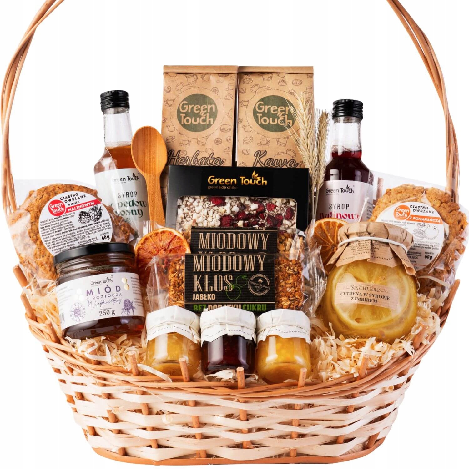 Levně Dárkový Koš Velká Dárek Čaj Sirupy Medové Sladkosti Citrony