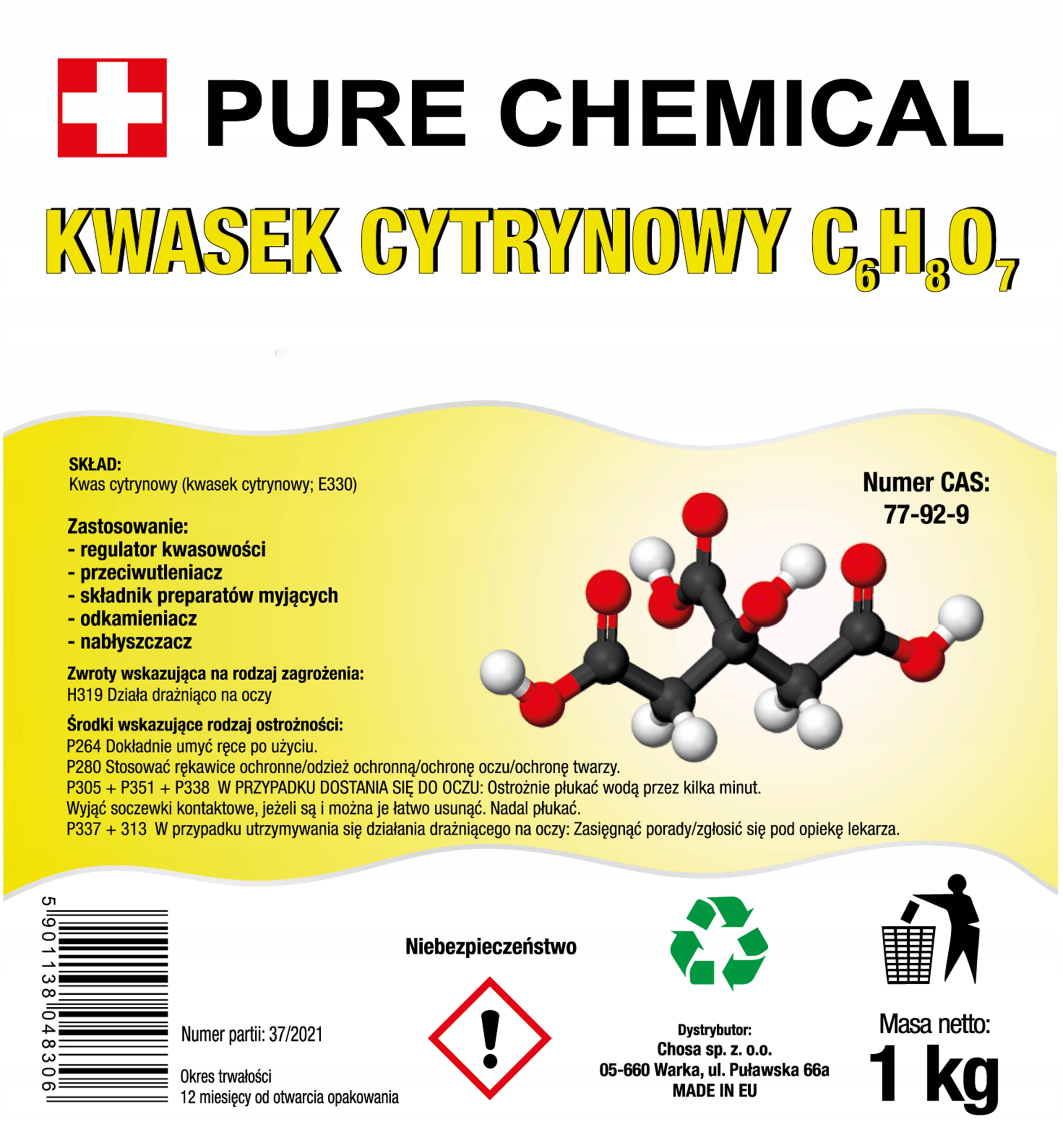 KWASEK CYTRYNOWY 1kg Postać proszek