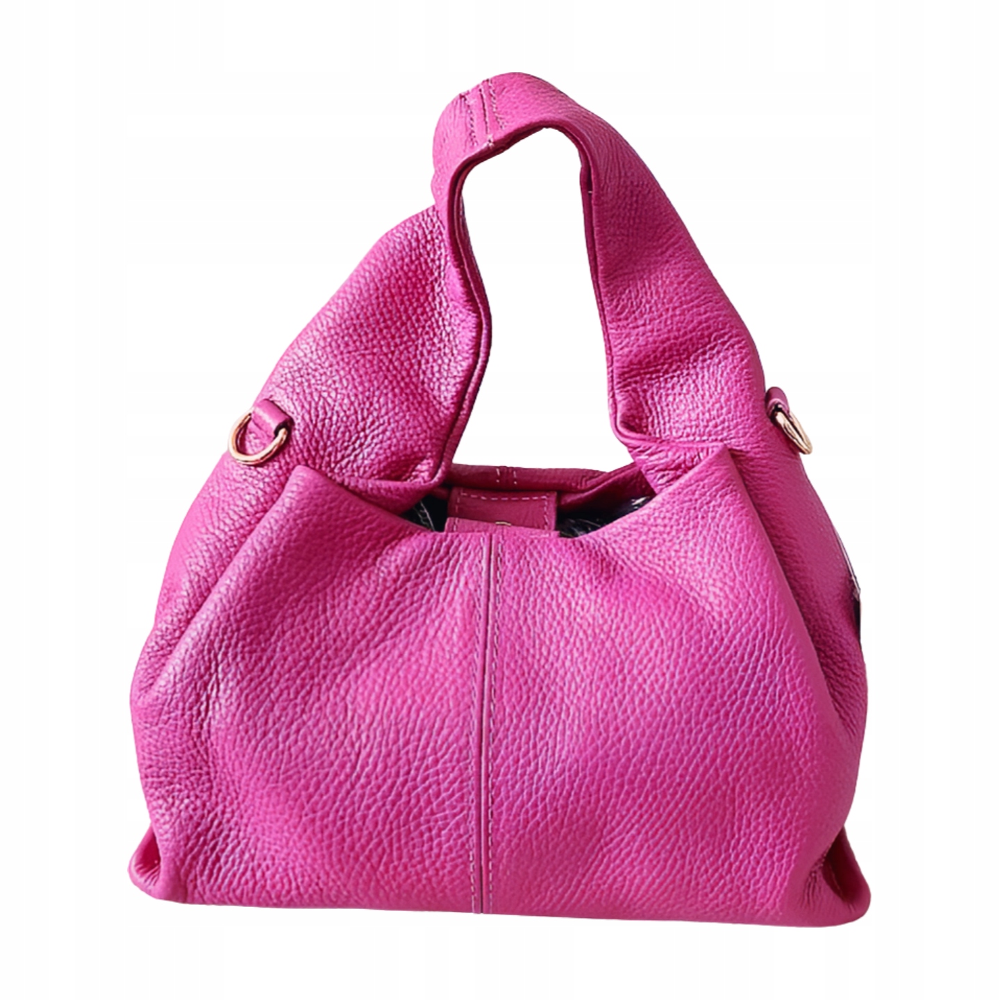 Laura Biaggi kožená mini shopper taška s prošíváním, fuchsiová