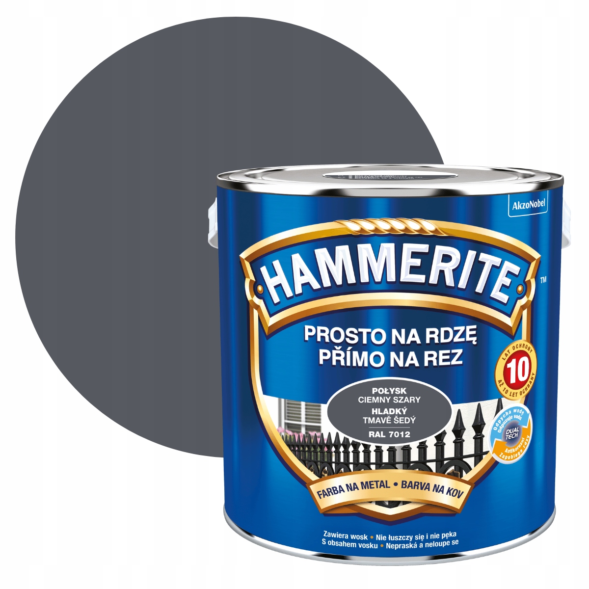Hammerite Farba Do Metalu Na Rdzę 2,5L Szary Ciemny Połysk
