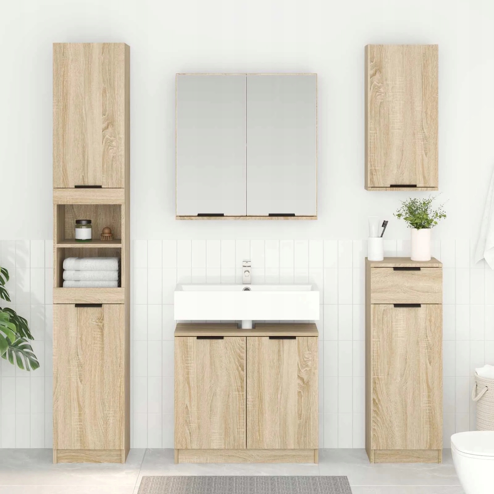 vidaXL Koupelnová skříň s úložištěm Sonoma dub 64,5 x 33,5 x 59 cm