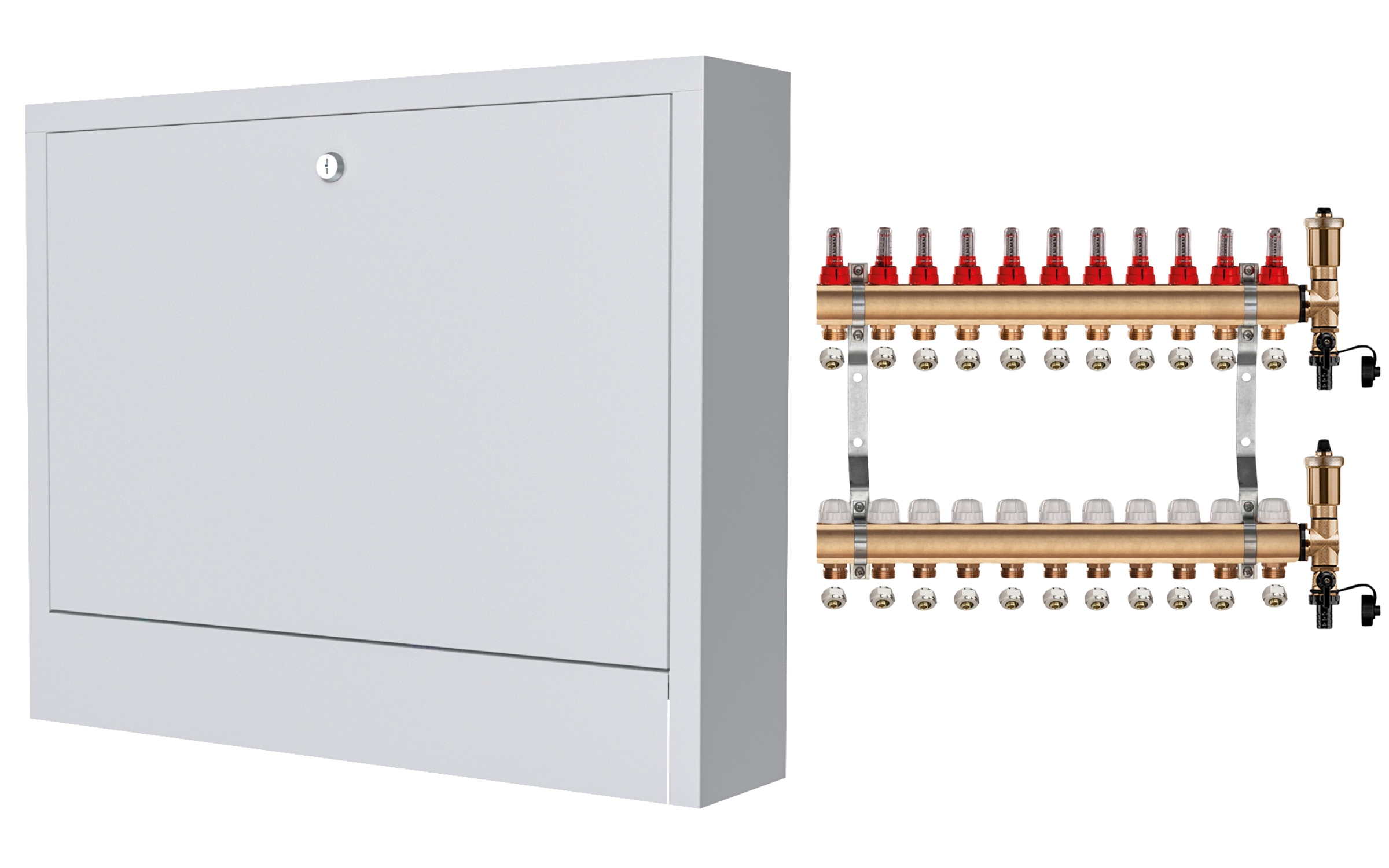 Mosazný Rozdělovač 11 Sekcí Spojky Nástěnná Skříňka
