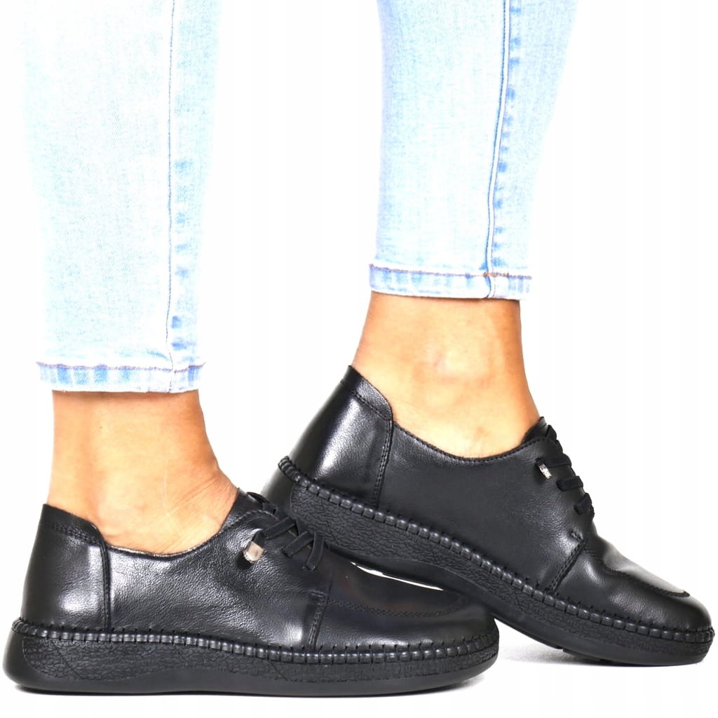 Dámské Kožené Polobotky Nazouvací Černé S Elastickými Gumičkami, Měkké, Pohodlné