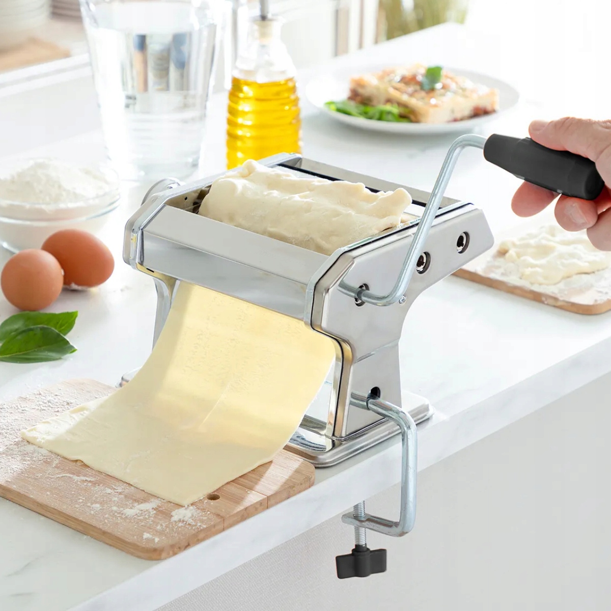 RĘCZNA MASZYNKA DO ROBIENIA MAKARONU WAŁKOWANIA CIASTA PIEROGÓW regulowana Marka Retoo