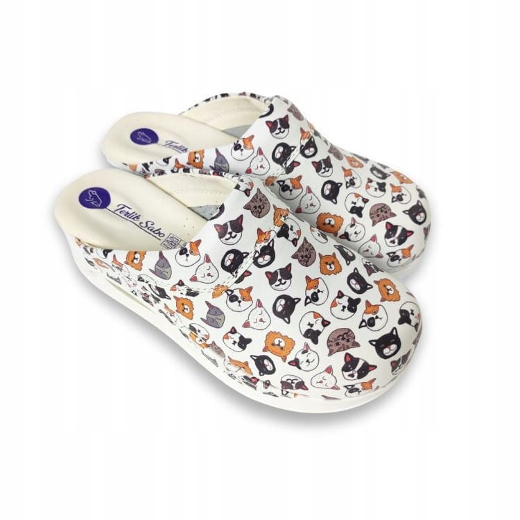 Buty medyczne klapki Air Clogs obuwie damskie chodaki ze wzorem kotki 38