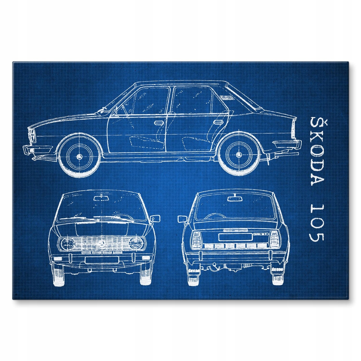 Kovový plakát Škoda 105 Auto Automobilový patent Tech 42 x 59,4 cm