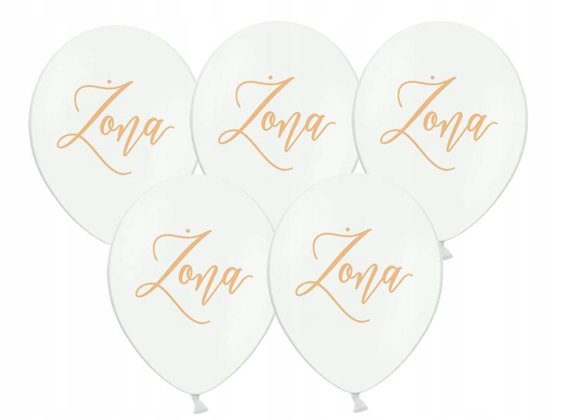 

Balony Białe Żona Złoty 30cm 5szt