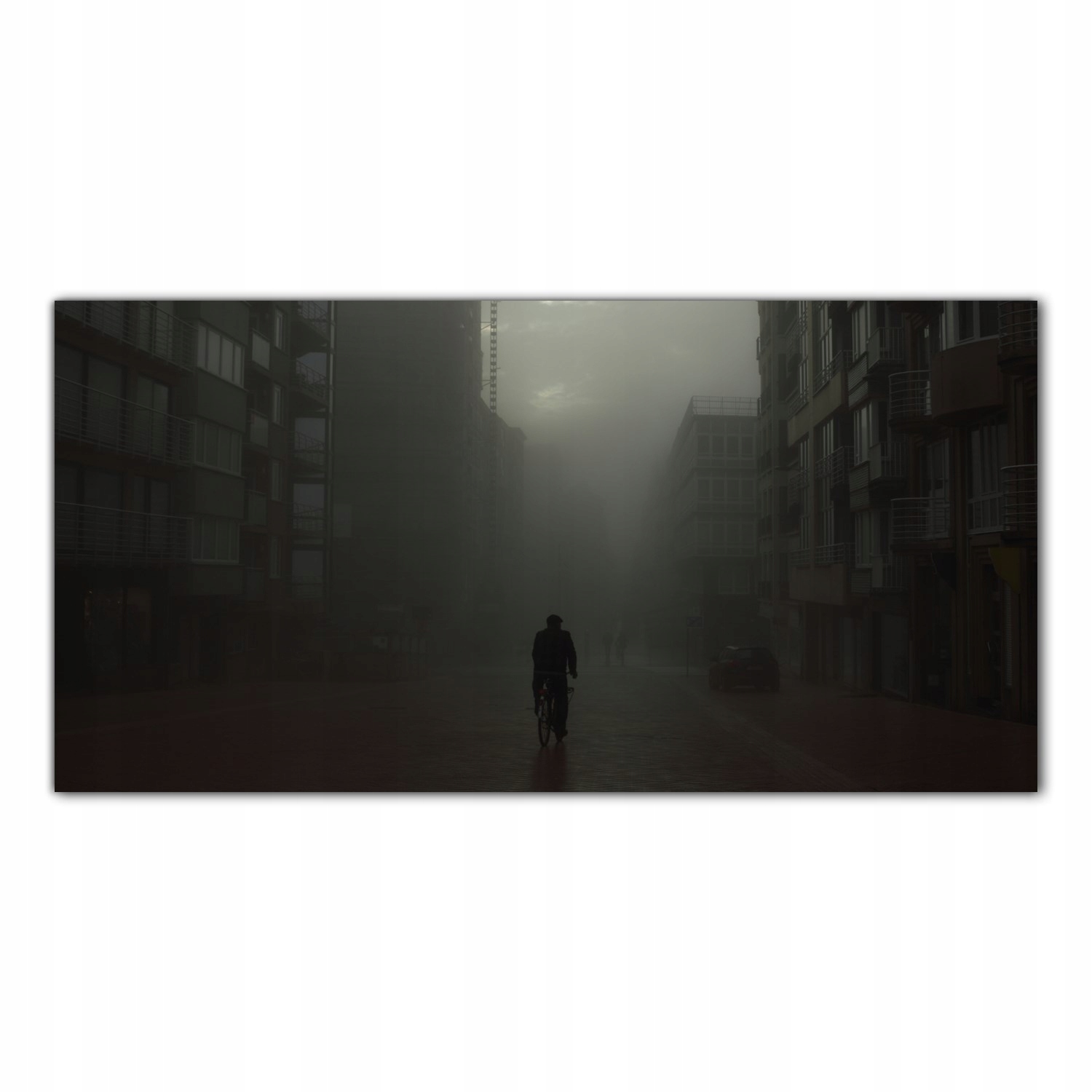 Cyklista Mlha Ulice 120x60 Panel tvrzené sklo