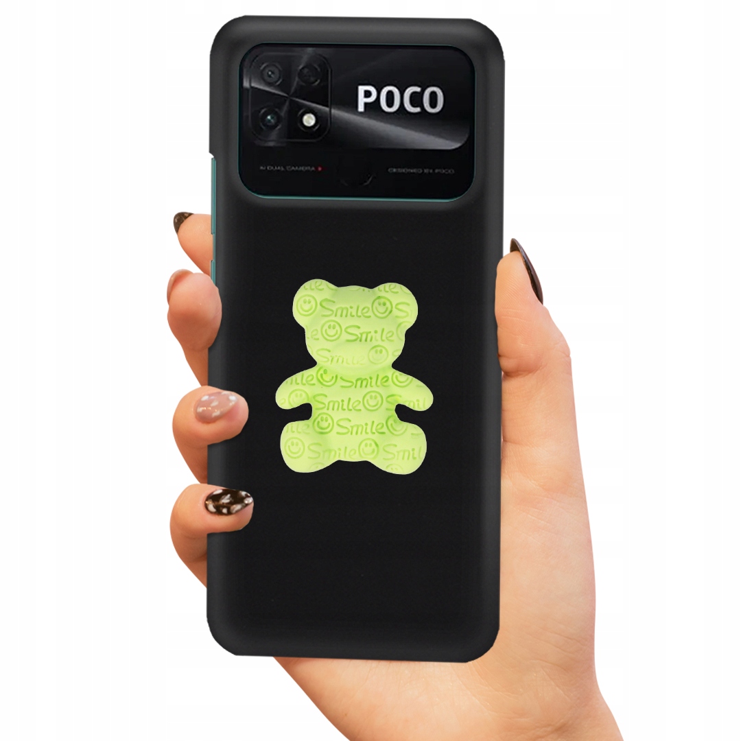 Puzdro Pre Matný Xiaomi Poco C40 Case Medvedík Zelený 3D