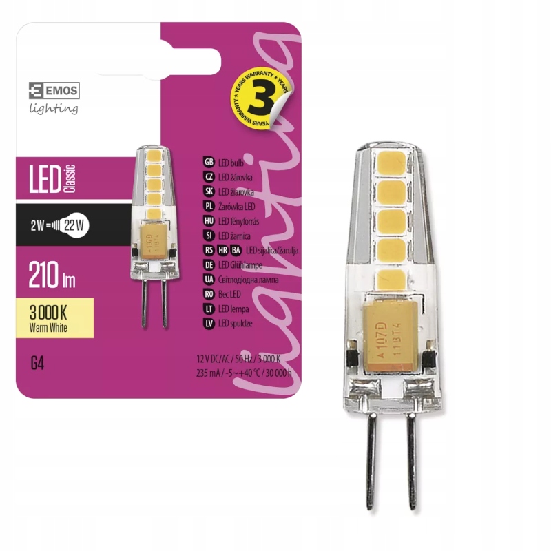 

Żarówka Led Jc 12V 2W G4 ciepła biel 3000K ZQ8620