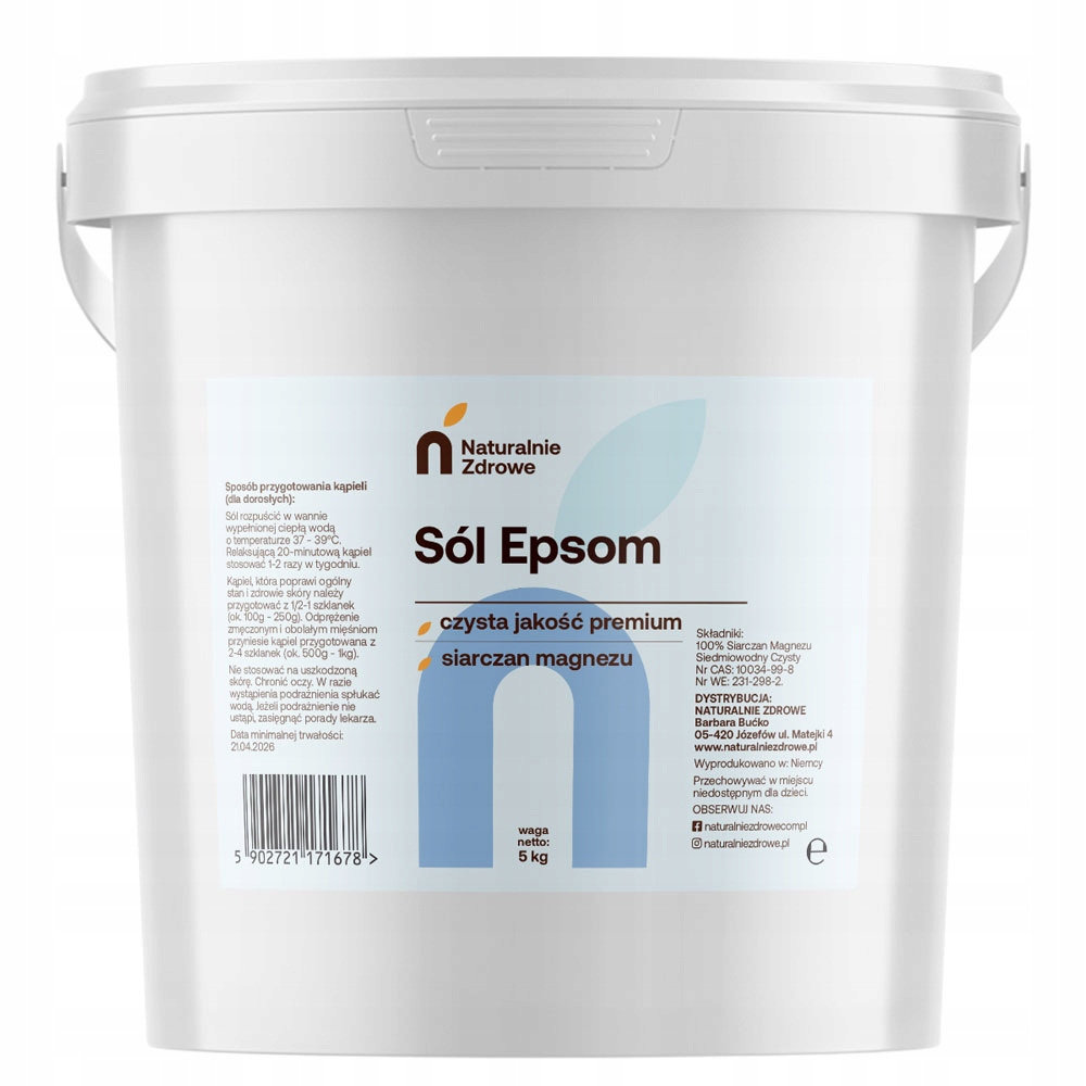 

Siarczan magnezu wiadro 5kg sól gorzka Epsom