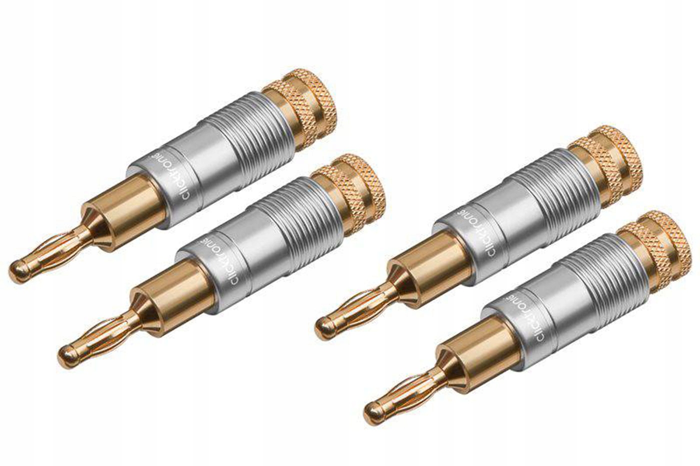 Clicktronic Konektory "banánek" 4mm pro reproduktory, set 2x 2ks, zlacené