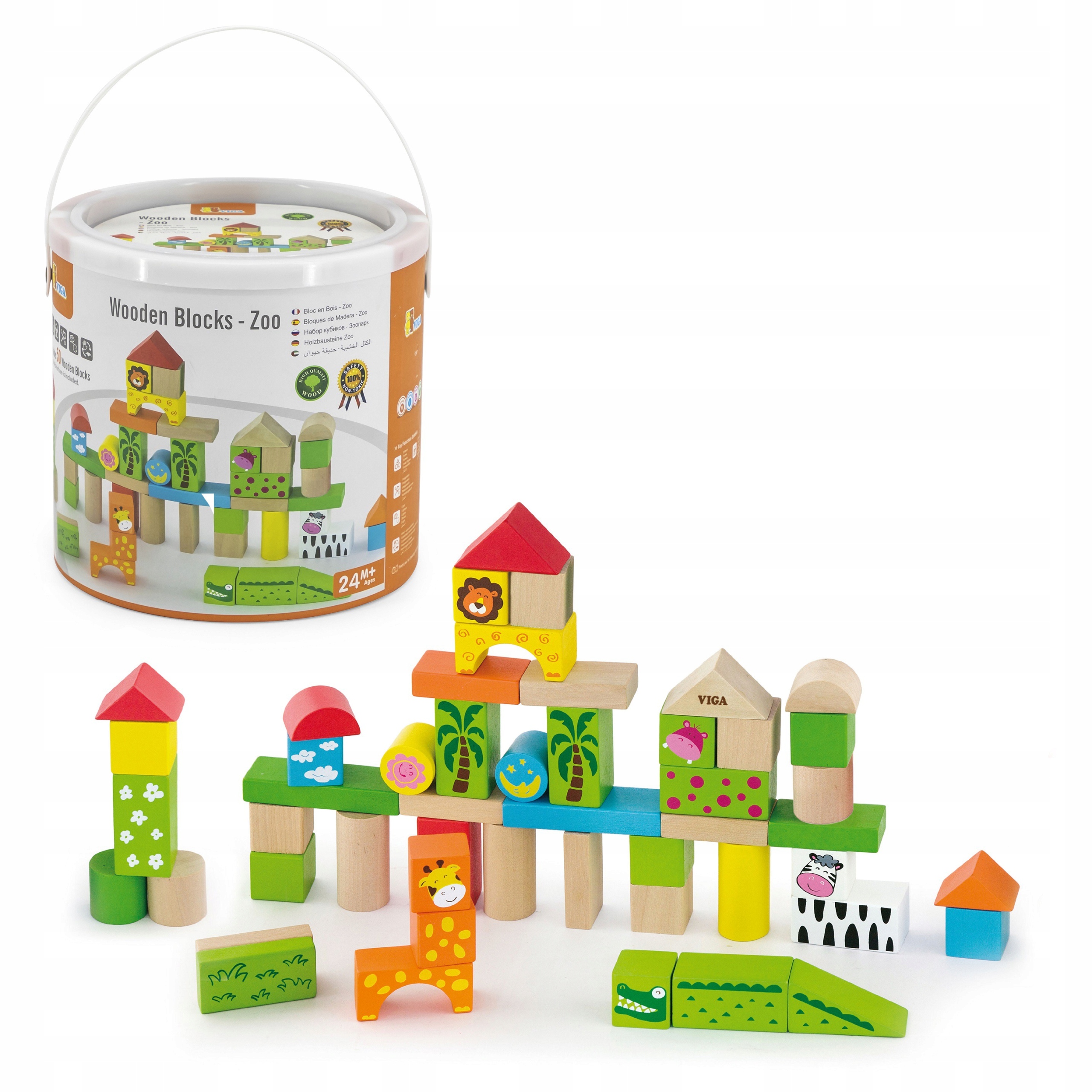 

Viga Drewniane Klocki Edukacyjne Zoo w Wiaderku 50