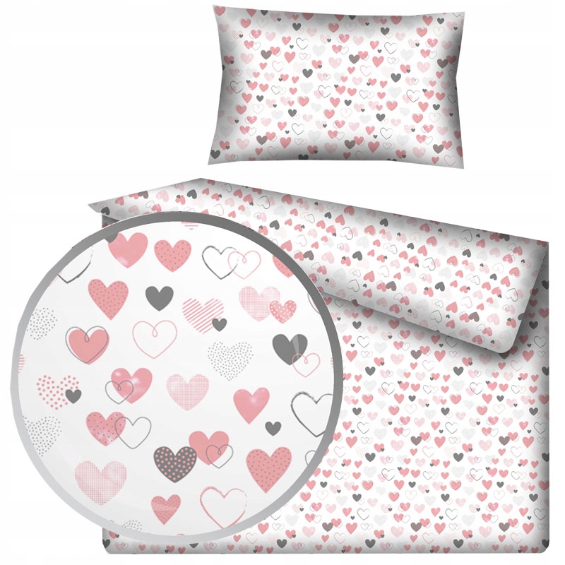

Pościel dziecięca w serduszka różowe 100x135 cm