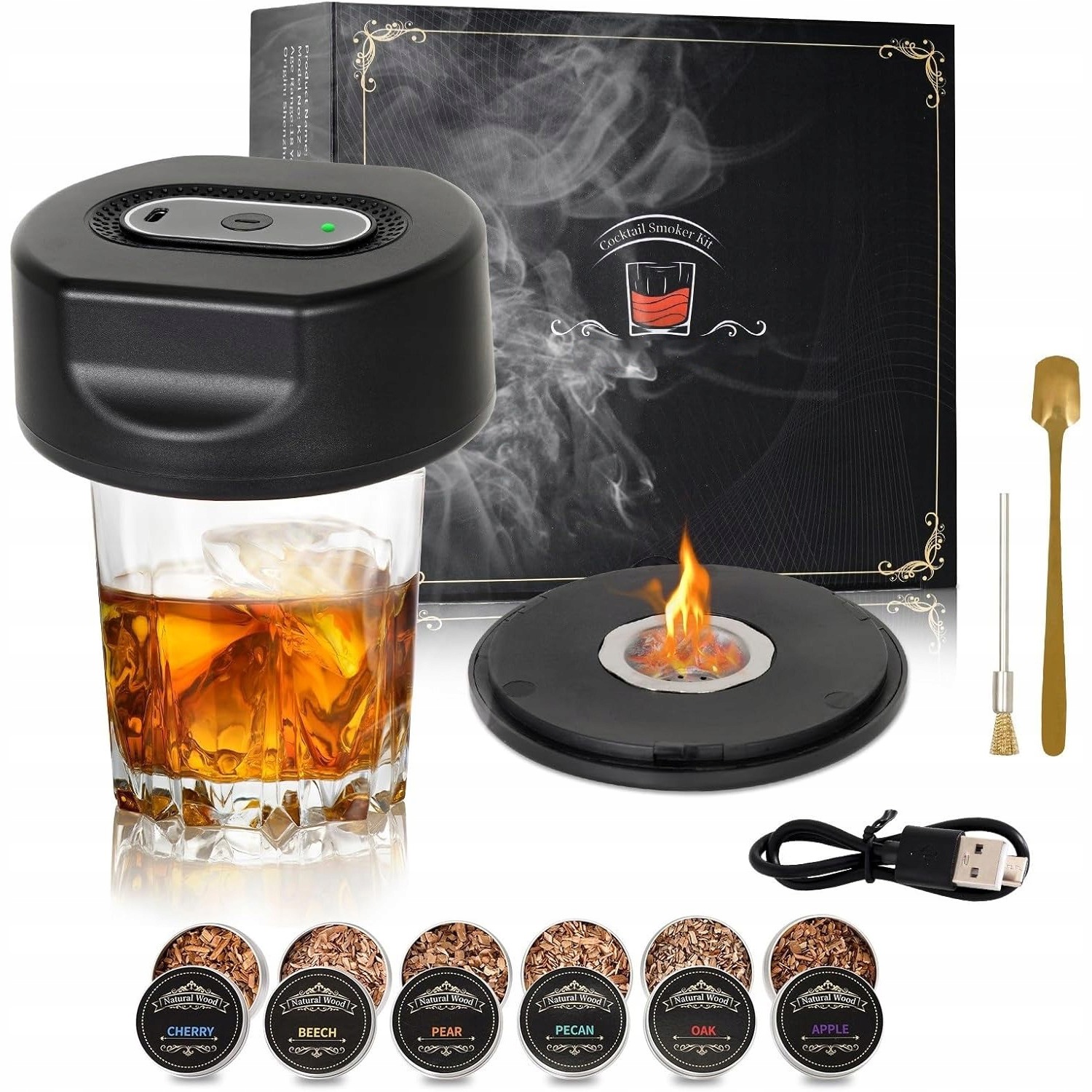 Sada Na Uzení Whisky Smoker S Dřevěným Hořákem 6 Příchutí Pro Chlapa