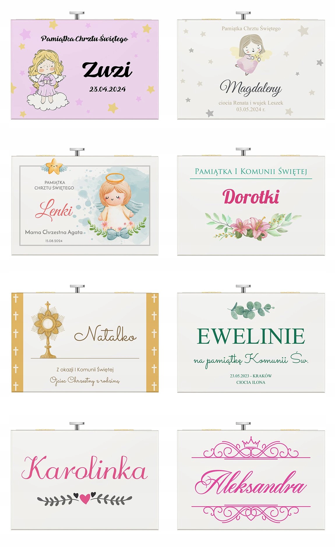 Szkatułka na Biżuterię Prezent na Urodziny dla Dziewczynki Pozytywka Nadruk Cechy lusterko możliwość wykonania graweru pozytywka