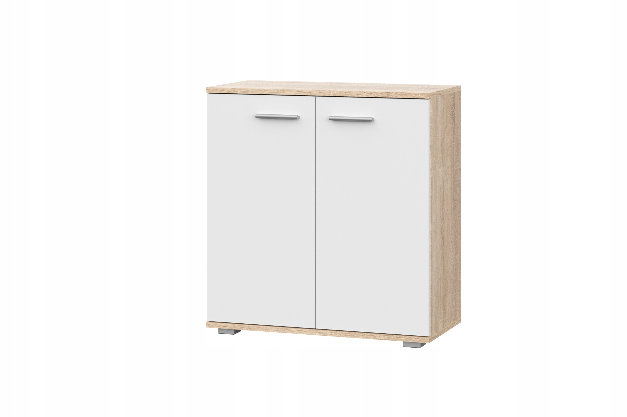 KOMODA SZAFKA BIAŁA DĄB SONOMA DRZWI 69cm 2d SALON FUN KD-1 Meble-Craft