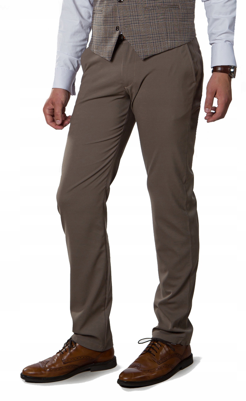 Elegantní společenské kalhoty casul Kawowe, rovné nohavice, velikost 34