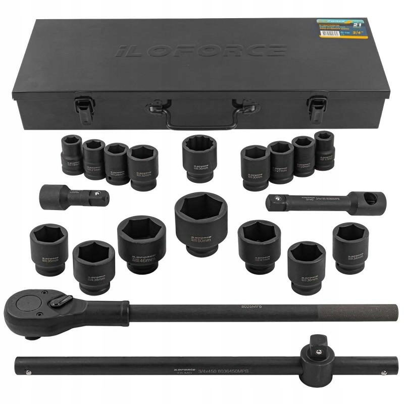 Sada náradia 3/4" 21ks (6-hranných) (17-50 mm)