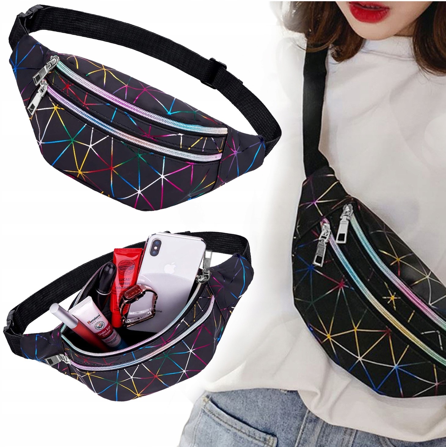 Biodrówka NERKA saszetka na pas ramię czarna