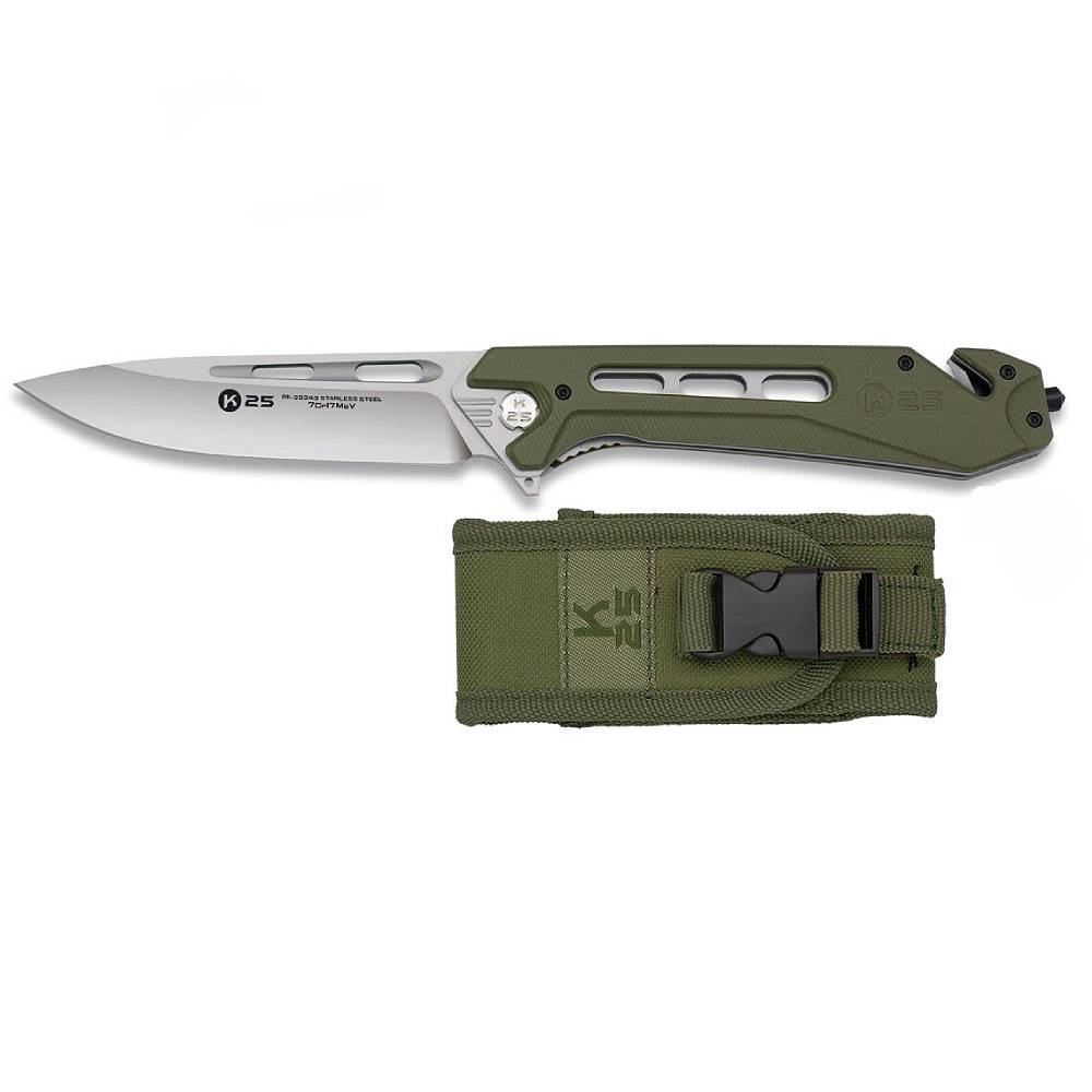 Nóż Składany K25 Taktyczny Wojskowy 25242 G10 Ratunkowy Edc Green