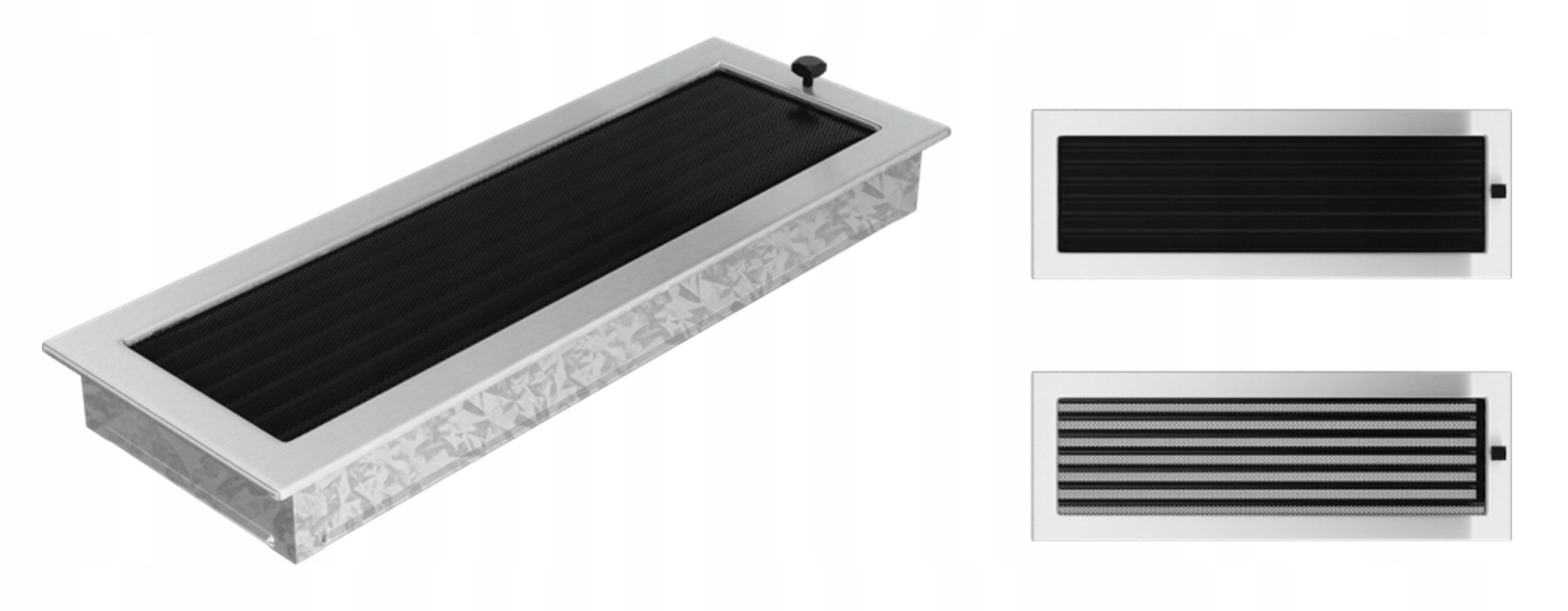 Větrací krbová mřížka broušená s žaluzií 17x49