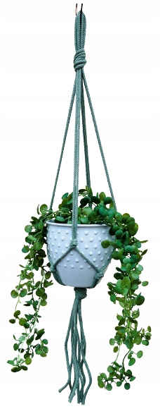 

Makrama Kwietnik Wiszący Ze Sznurka Boho Pistacja