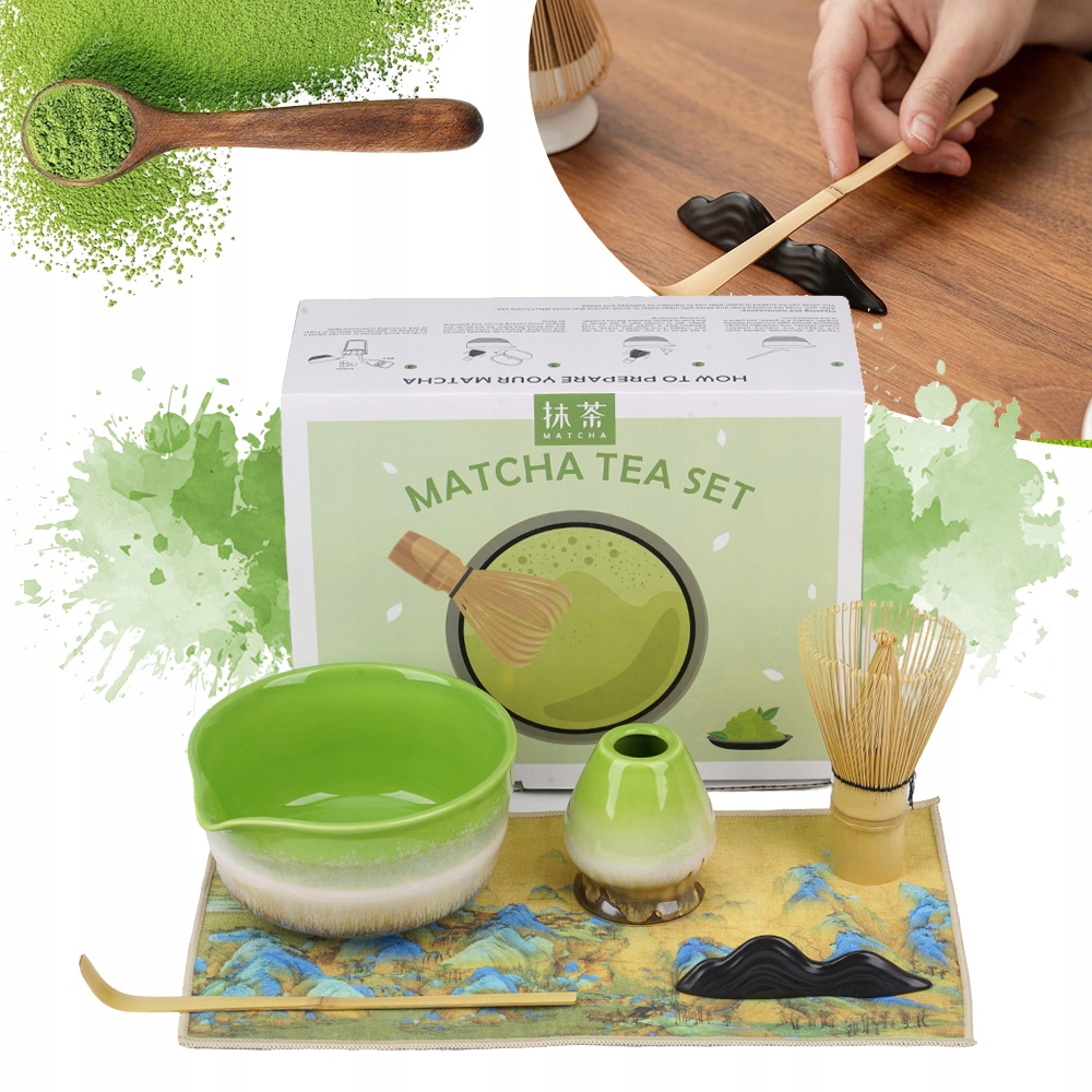 6-DÍLNÁ Sada Na Čaj Matcha, Miska Na Matchu S Hadříkem A Lžičkou