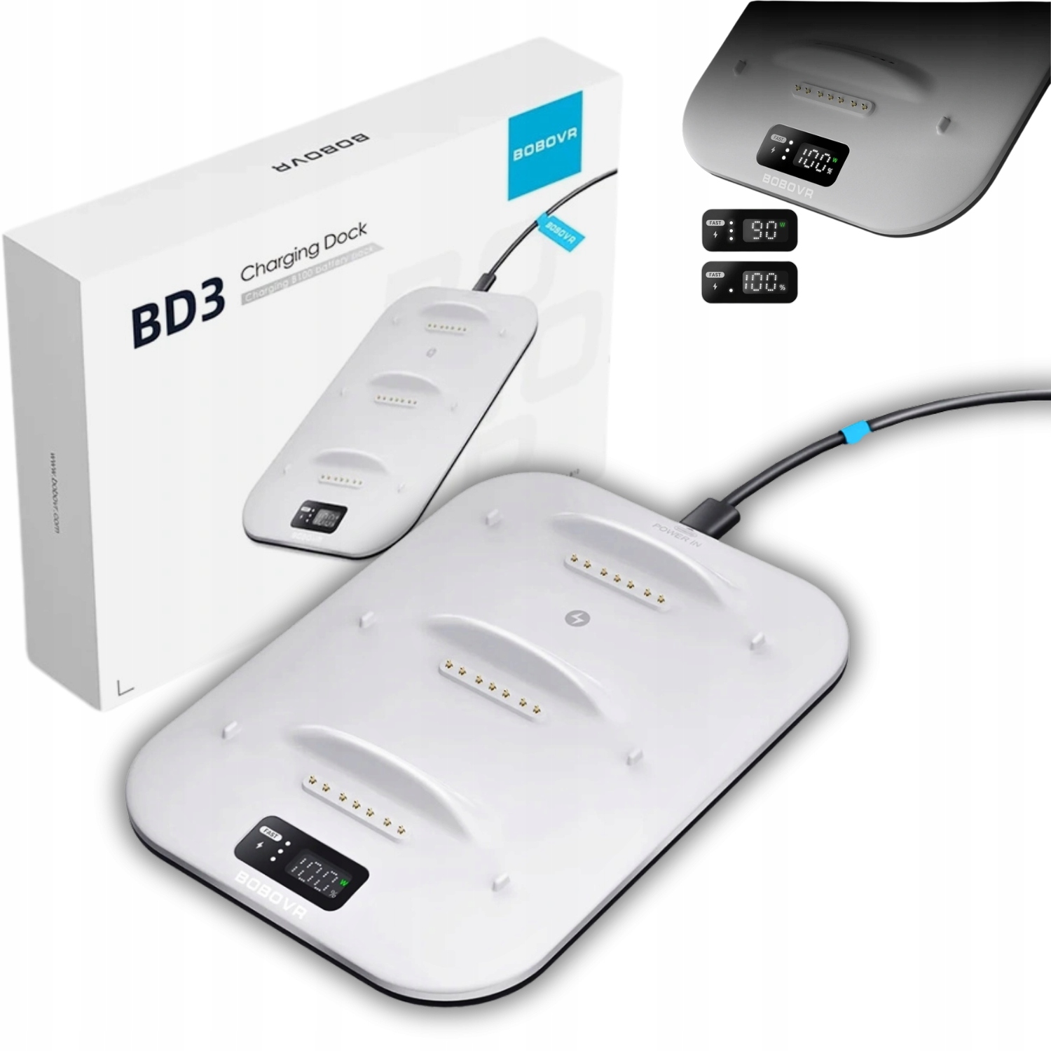 BoboVR Stacja Dokująca BD3 Ładowarka Do 3 Baterii B100 Akumulatorów