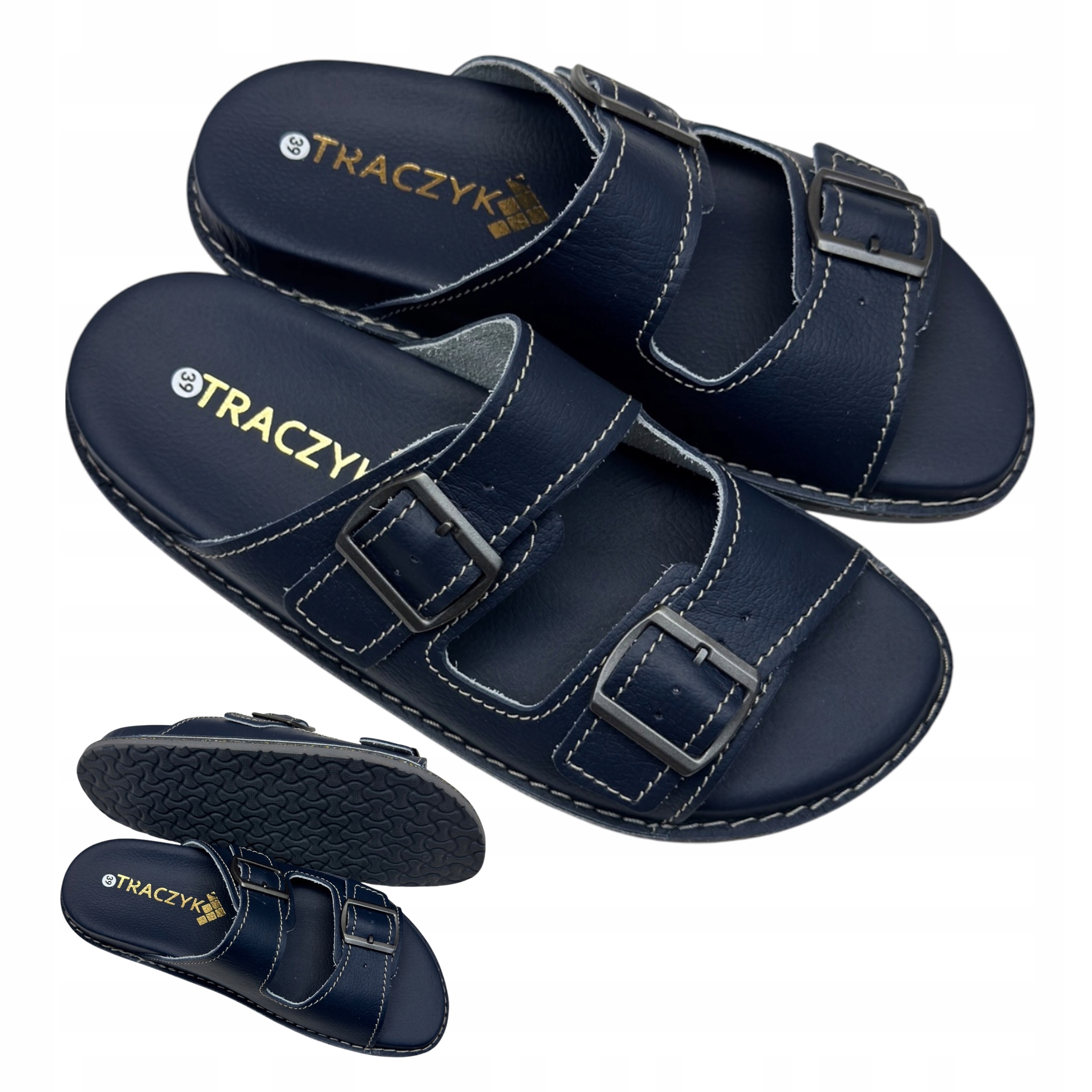 Nazouváky Traczyk Lícová Kůže Fusbet Tmavě Modré Nastavitelné ortopedické vel. 41