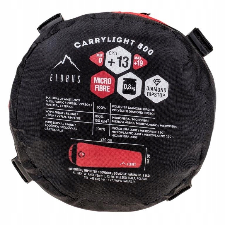 ŚPIWÓR TURYSTYCZNY MUMIA ELBRUS CARRYLIGHT 800 g Model Carrylight 800