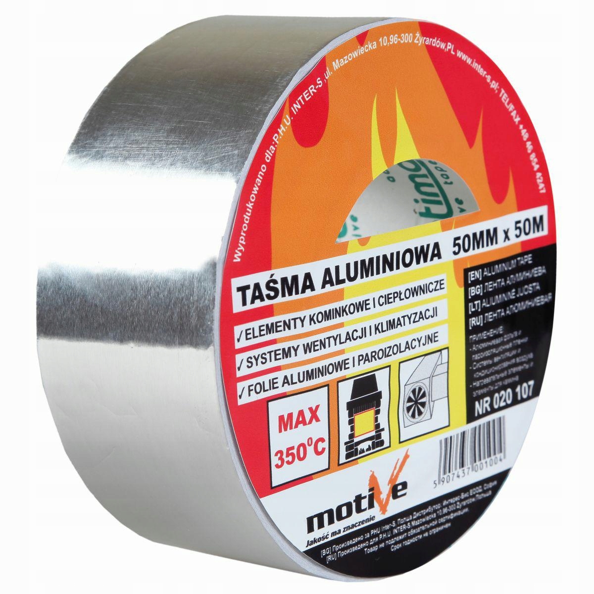 TAŚMA ALUMINIOWA WYSOKOTEMPERATUROWA KOMINKOWA