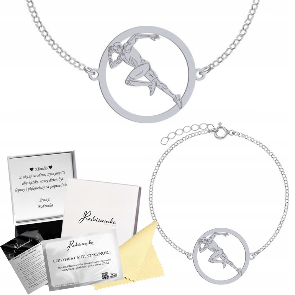 Stříbrný Náramek Sprinter Běh Ankr Stříbro 925 Dárek Gravírování Bonus