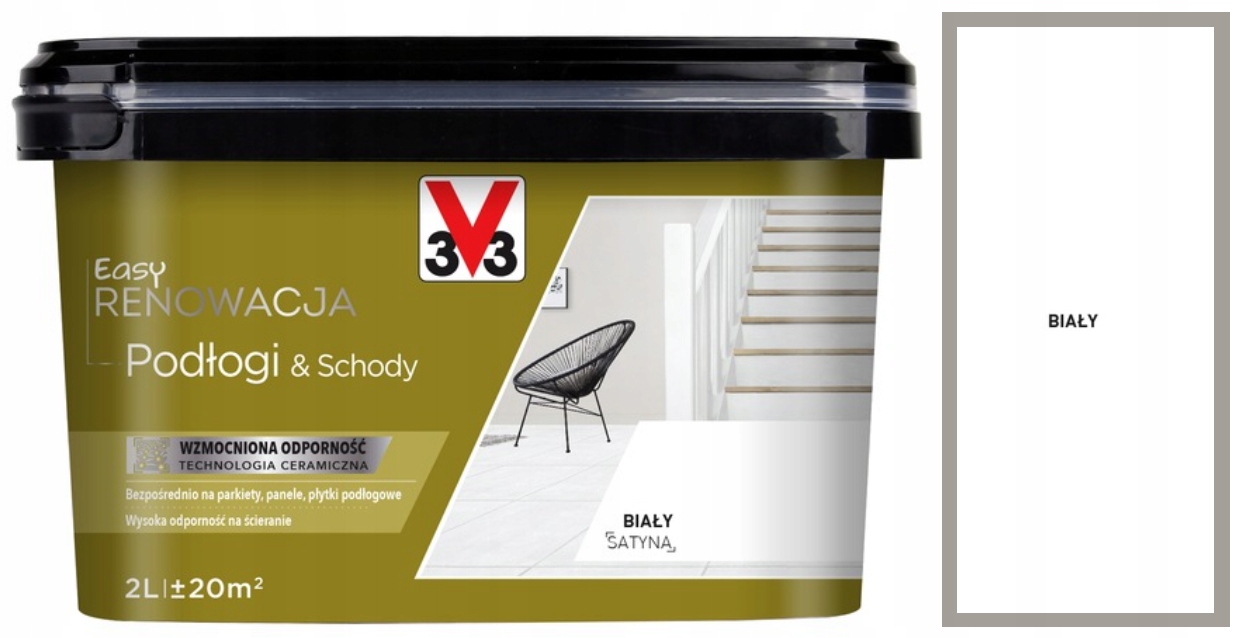 Easy renowacja V33 farba do podłóg i schodów biała 2L satyna