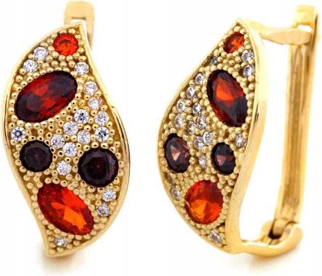 Dámské zlaté náušnice 585 s mandlovými zirkony