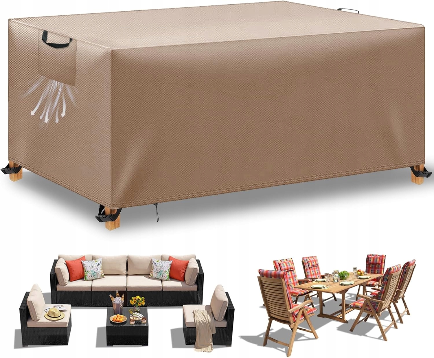 Wuayami Plachta na zahradní nábytek voděodolná khaki 150 x 90 x 75