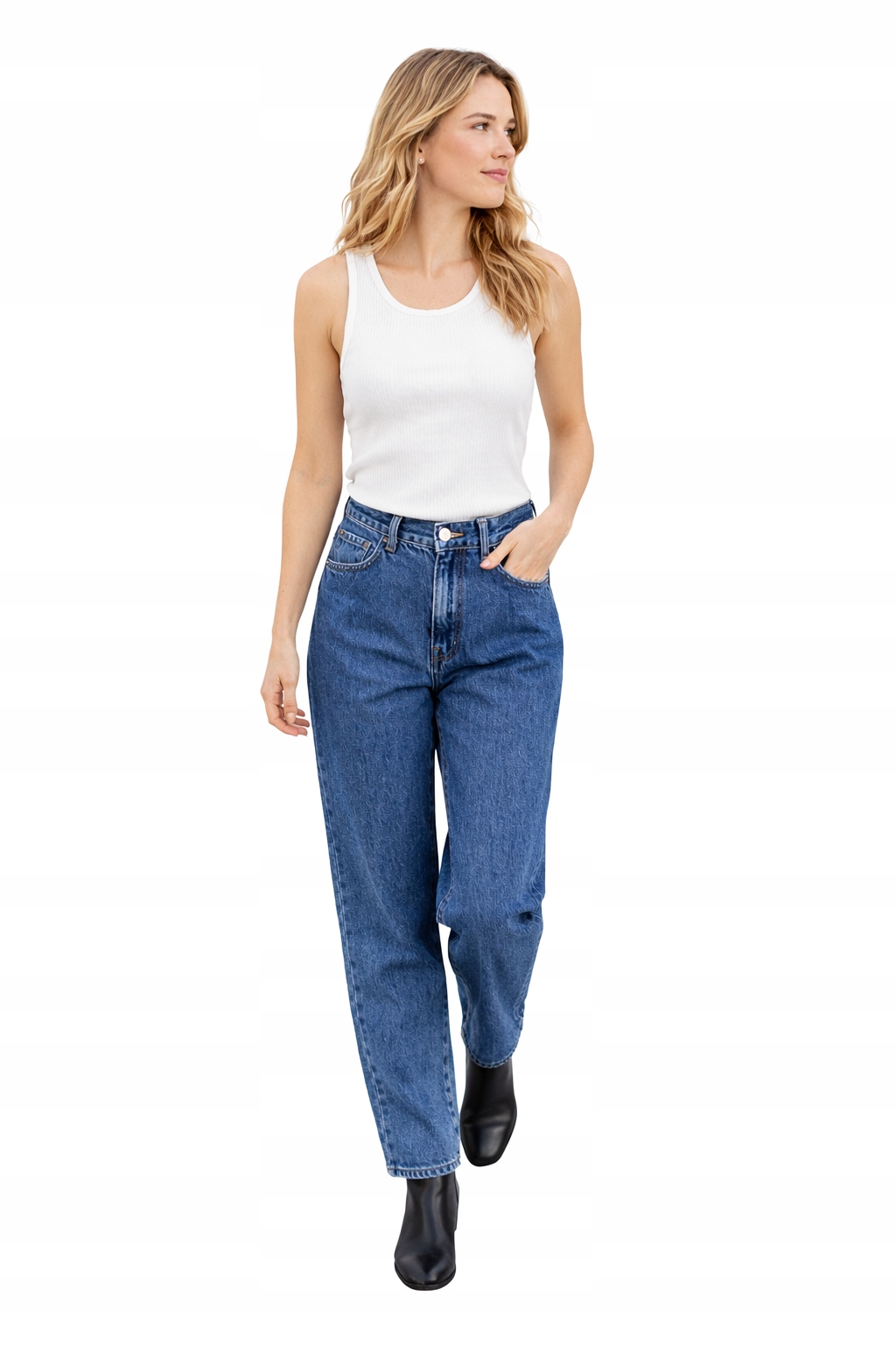 Sisley Džíny Mom Jeans Modré Vysoký Pas 25 I3A