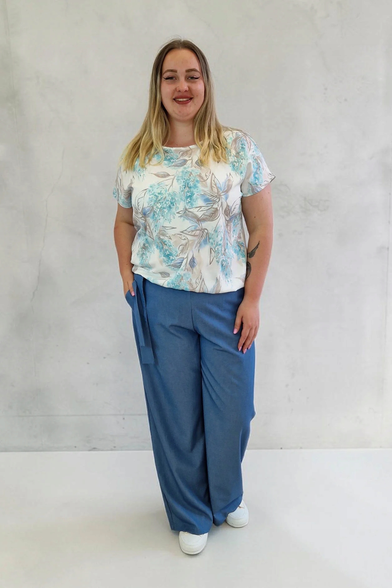 Elegantní dámské kalhoty Materiál Ala Jeans Modrá 42