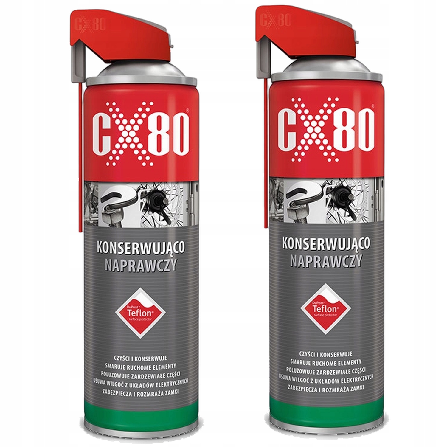 CX80 Teflon Duo Spray Środek konserwująco-naprawczy i Antyadhezyjny 2x500ml