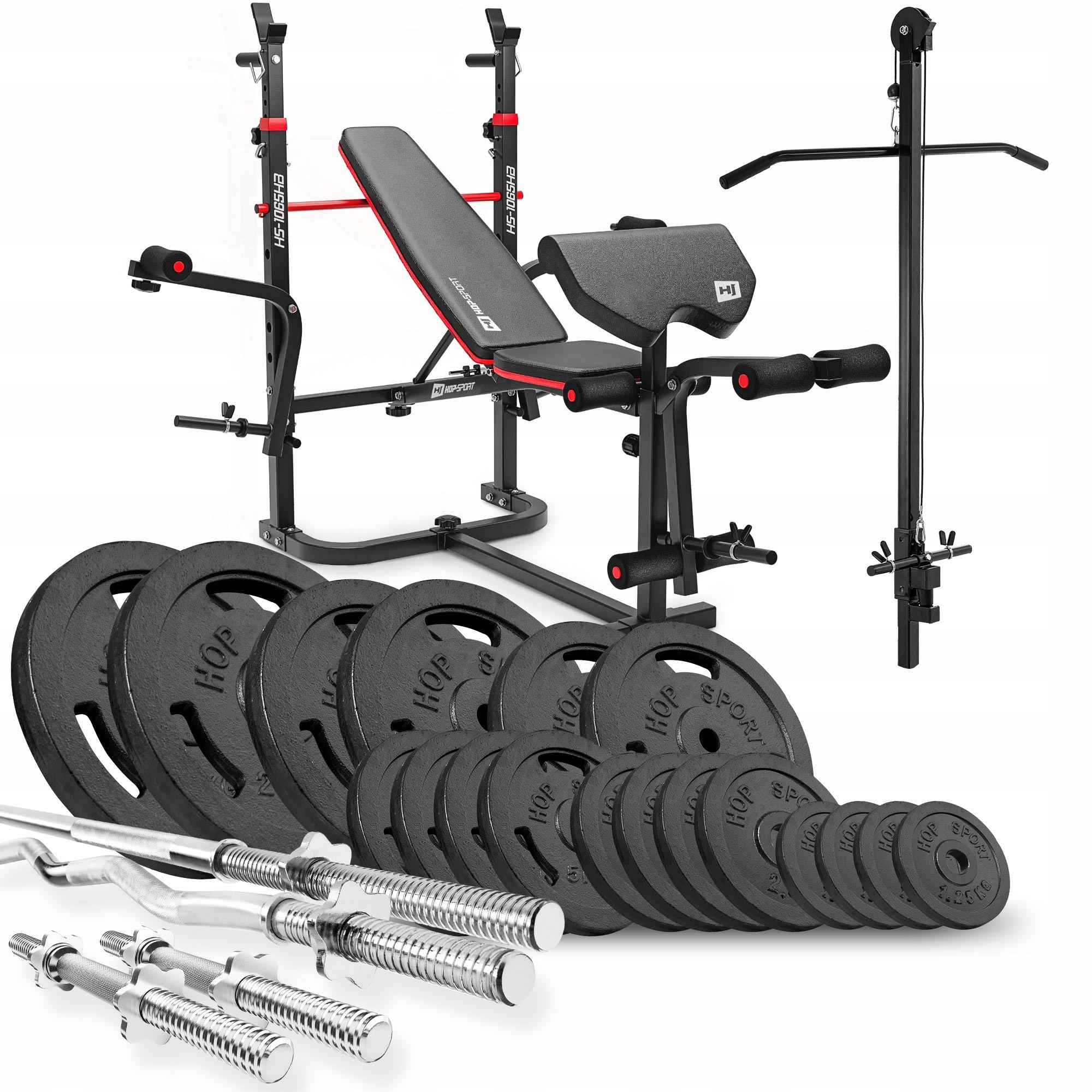 

Zestaw obciążeń żeliwnych 146kg +ławka i wyciągiem